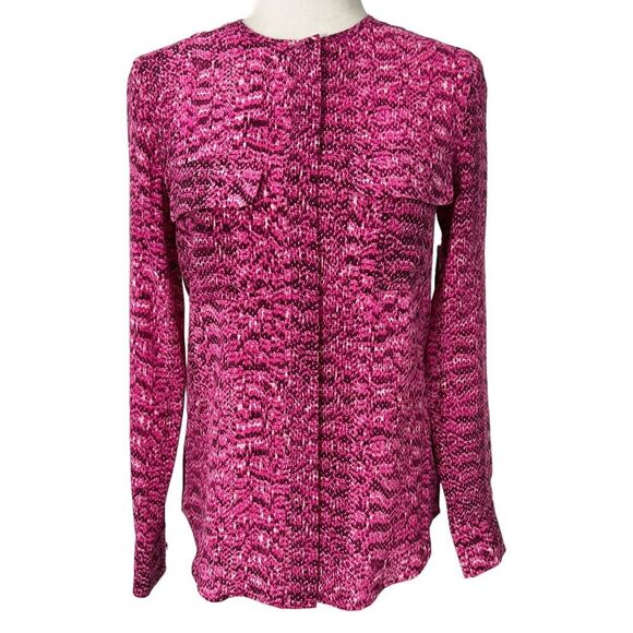 Equipment New w Tags ! Silk Magenta Snakeskin Buttoned Tunic Blouse XSmall - Picture 1 of 12